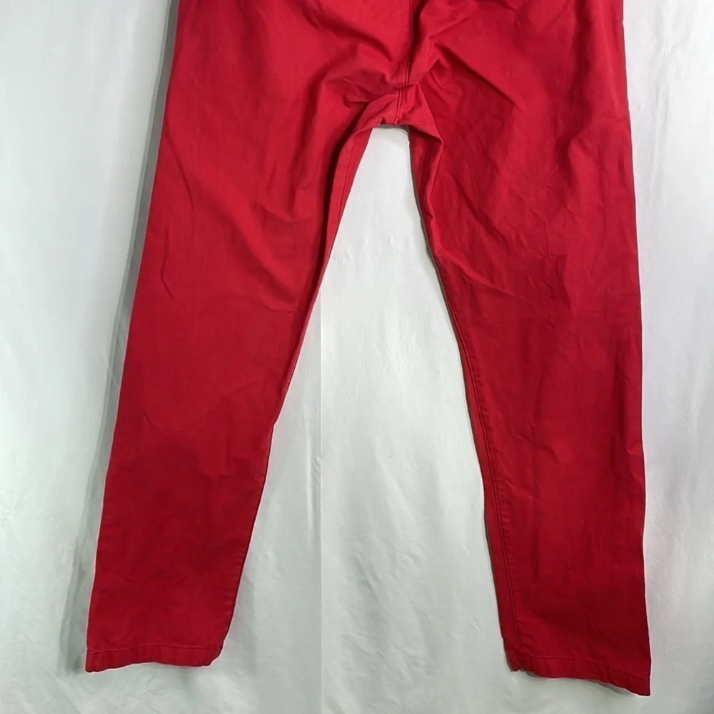Lands End red canvas, flat front khakis